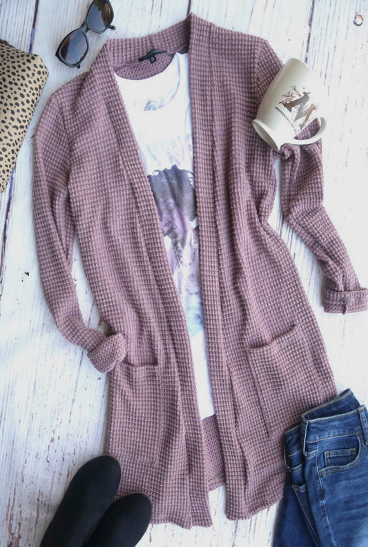 Waffle Knit Cardigan (2 colors)