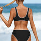 Sporty Crop Contrast Lace High Cut Bikini