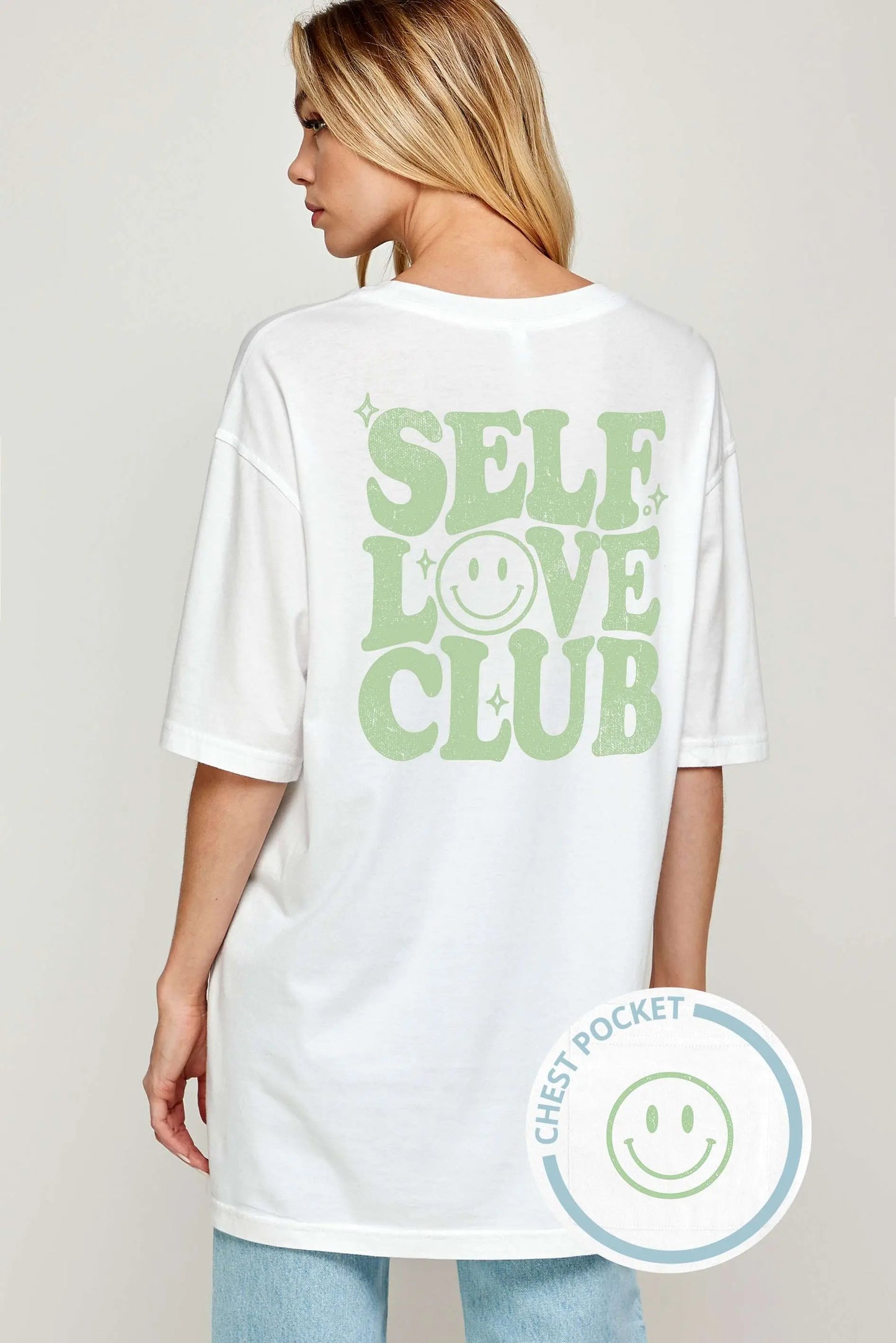 Self Love Club Happy Face Oversized Graphic Tee