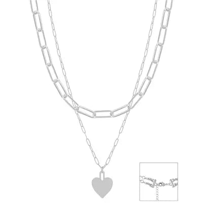 Gold/Silver Double Chain Heart Necklace
