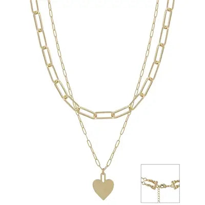 Gold/Silver Double Chain Heart Necklace
